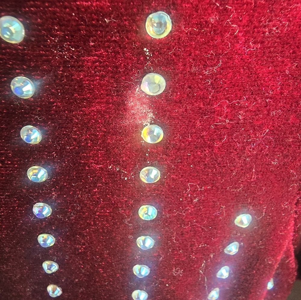 Windsor Elegant Burgundy Studded Long Sleeve Wrap Dress Sz M - Picture 11 of 13